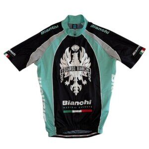 Edoardo Bianchi Celeste Short Sleeve Road Bike Cycling Jersey Shirt Large